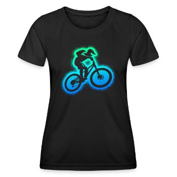 MTB Mountain Bike Biker Kids Boys Mountain Bike - Women's Functional T-Shirt - black - Front - AI Model Female 172 light (172cm)