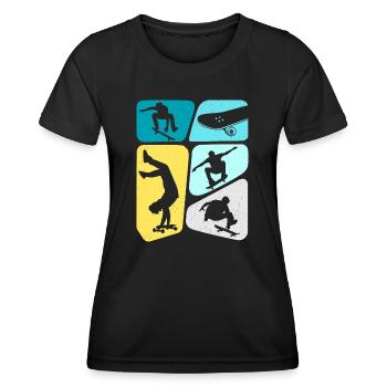 Skateur Skateur Skateur Skateboard Garçons - T-shirt sport Femme - noir - Devant - AI Model Female 172 light (172cm)
