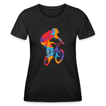 BMX Colorful Stunts Bike Kids Bike BMX Boys - Women's Functional T-Shirt - black - Front - AI Model Female 172 light (172cm)