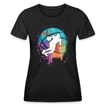 Basketballer Dribbling Kinder Basketball Jungen - Frauen Funktions-T-Shirt - Schwarz - Vorne - AI Model Female 172 light (172cm)