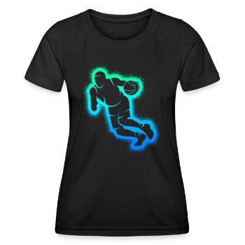 Basketballer Dribbling Herren Basketball Jungen - Frauen Funktions-T-Shirt - Schwarz - Vorne - AI Model Female 172 light (172cm)