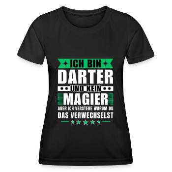 Ich bin Darter und kein Magier - Frauen Funktions-T-Shirt - Schwarz - Vorne - AI Model Female 172 light (172cm)