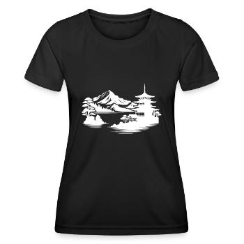 Japanese Temple Asian Landscape Design - Women's Functional T-Shirt - black - Front - AI Model Female 172 light (172cm)