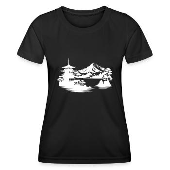 Japanese House Asian Landscape Design - Women's Functional T-Shirt - black - Front - AI Model Female 172 light (172cm)