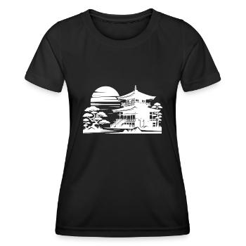 Sunset Temple Asian Landscape - Women's Functional T-Shirt - black - Front - AI Model Female 172 light (172cm)