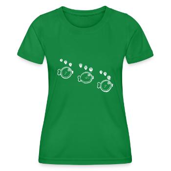 Drei lustige Schwarmfische in Formation - Frauen Funktions-T-Shirt - Kelly Green - Vorne - AI Model Female 172 dark (172cm)