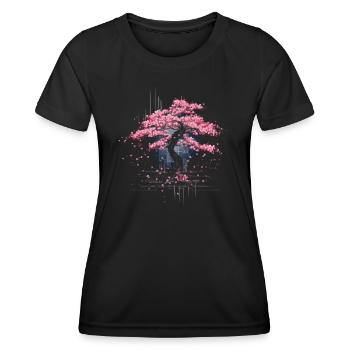 Fleur de cerisier japonais Vaporwave Problème esthétique - T-shirt sport Femme - noir - Devant - AI Model Female 172 light (172cm)