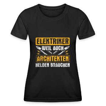 Elektriker Elektrik - Frauen Funktions-T-Shirt - Schwarz - Vorne - AI Model Female 172 light (172cm)