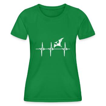 Battement de cœur Dinosaure Ptérosaure Dino Ptéranodon - T-shirt sport Femme - vert - Devant - AI Model Female 172 dark (172cm)