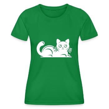 Purring Cuddly Cats Drawing - Women's Functional T-Shirt - kelly green - Front - AI Model Female 172 dark (172cm)