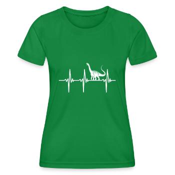 Herzschlag Dino Diplodocus Sauropoden Dinosaurier - Frauen Funktions-T-Shirt - Kelly Green - Vorne - AI Model Female 172 dark (172cm)
