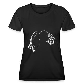 Angeln - Frauen Funktions-T-Shirt - Schwarz - Vorne - AI Model Female 172 light (172cm)