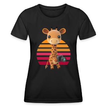 Photographier Safari Girafe - T-shirt sport Femme - noir - Devant - AI Model Female 172 light (172cm)
