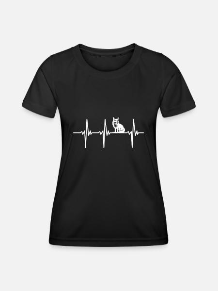 Herzschlag für niedliche Füchse - Frauen Funktions-T-Shirt - Schwarz