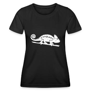Chamäleon Zeichnung im Tinte Style - Frauen Funktions-T-Shirt - Schwarz - Vorne - AI Model Female 172 light (172cm)
