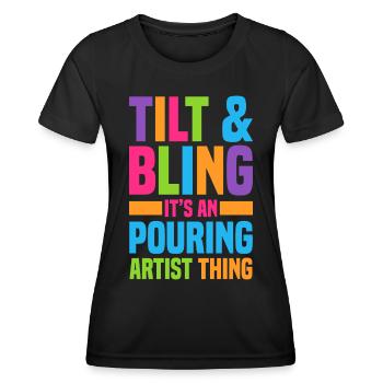 Acrylgießen Geschenke | Maler Kunst Leinwand - Frauen Funktions-T-Shirt - Schwarz - Vorne - AI Model Female 172 light (172cm)