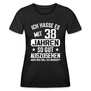 38 Jahre Jung - Vintage Geburtstagsspruch - Frauen Funktions-T-Shirt - Schwarz - Vorne - AI Model Female 172 light (172cm)
