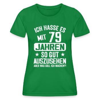 79 Jahre Jung - Vintage Geburtstagsspruch - Frauen Funktions-T-Shirt - Kelly Green - Vorne - AI Model Female 172 dark (172cm)