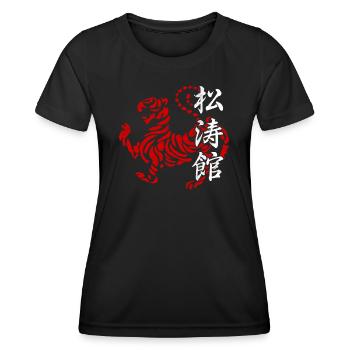 Karate Shotokan Kanji Vintage Kampfkunst - Frauen Funktions-T-Shirt - Schwarz - Vorne - AI Model Female 172 light (172cm)