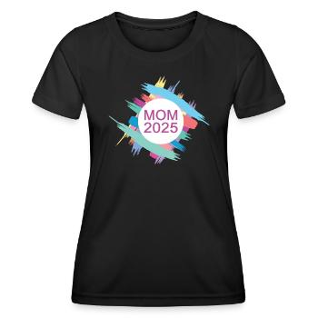 Mom 2025 Ich Werde Mama Neue Mutter Babyparty 25 - Frauen Funktions-T-Shirt - Schwarz - Vorne - AI Model Female 172 light (172cm)