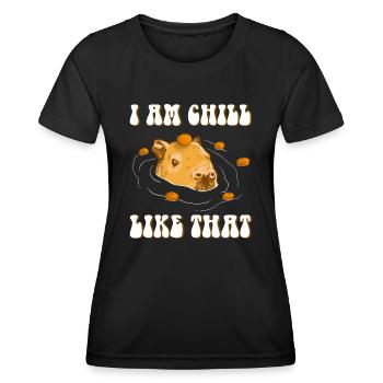 Capybara Orange Meme Design I am Chill like that - Women's Functional T-Shirt - black - Front - AI Model Female 172 light (172cm)