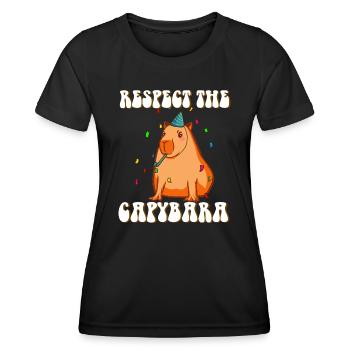 Capybara anniversaire drôle de dicton - T-shirt sport Femme - noir - Devant - AI Model Female 172 light (172cm)
