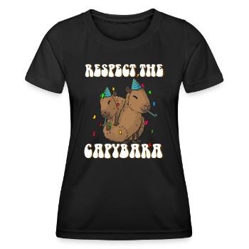 Capybara anniversaire drôle de dicton - T-shirt sport Femme - noir - Devant - AI Model Female 172 light (172cm)