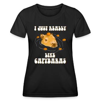 Capybara Orange Meme Design - Frauen Funktions-T-Shirt - Schwarz - Vorne - AI Model Female 172 light (172cm)