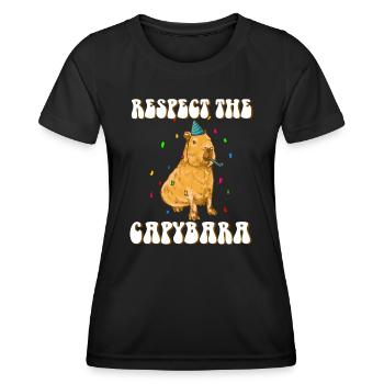 Capybara anniversaire drôle de dicton - T-shirt sport Femme - noir - Devant - AI Model Female 172 light (172cm)