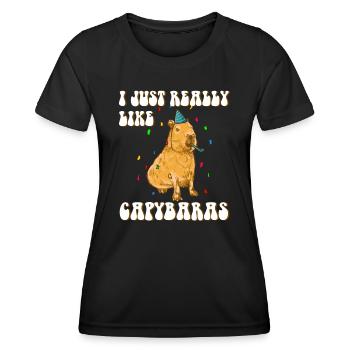Capybara lustiger Spruch Geburtstag - Frauen Funktions-T-Shirt - Schwarz - Vorne - AI Model Female 172 light (172cm)