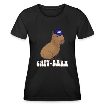 Capybara drôle en disant Capy Bara - T-shirt sport Femme - noir - Devant - AI Model Female 172 light (172cm)