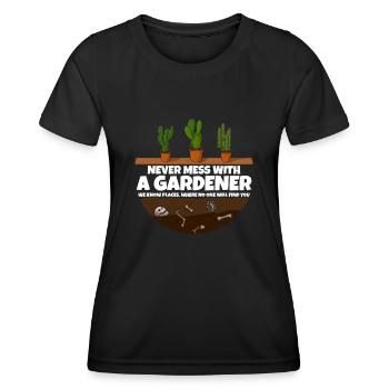 N’investissez jamais avec un jardinier I Gardener disant - T-shirt sport Femme - noir - Devant - AI Model Female 172 light (172cm)