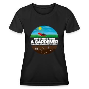 N’investissez jamais avec un jardinier I Gardener disant - T-shirt sport Femme - noir - Devant - AI Model Female 172 light (172cm)