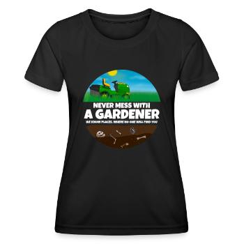 N’investissez jamais avec un jardinier I Gardener disant - T-shirt sport Femme - noir - Devant - AI Model Female 172 light (172cm)