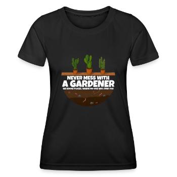 N’investissez jamais avec un jardinier I Gardener disant - T-shirt sport Femme - noir - Devant - AI Model Female 172 light (172cm)