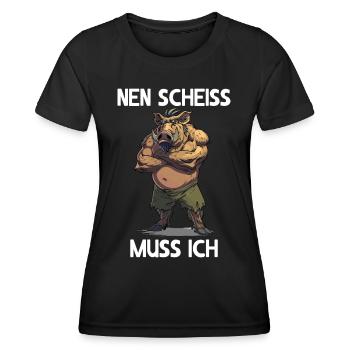 Sanglier je dois sauvager forêt - T-shirt sport Femme - noir - Devant - AI Model Female 172 light (172cm)