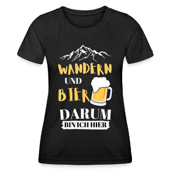 Wandern und Bier Bergwanderung für Biertrinker - Frauen Funktions-T-Shirt - Schwarz - Vorne - AI Model Female 172 light (172cm)