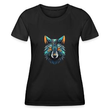 Polygon Wolf Kopf - Frauen Funktions-T-Shirt - Schwarz - Vorne - AI Model Female 172 light (172cm)