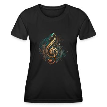 Clé ténor, clé basse, musique symbole - T-shirt sport Femme - noir - Devant - AI Model Female 172 light (172cm)