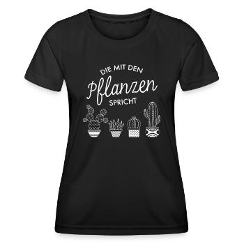 Die Mit Den Pflanzen Spricht - Gärtnerin - Frauen Funktions-T-Shirt - Schwarz - Vorne - AI Model Female 172 light (172cm)