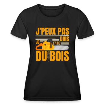 J'peux Pas Je Dois Faire Du Bois, Papa Forestier - T-shirt sport Femme - noir - Devant - AI Model Female 172 light (172cm)