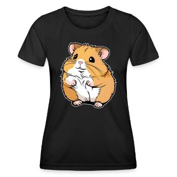 Hamster doré mignon épais - T-shirt sport Femme - noir - Devant - AI Model Female 172 light (172cm)