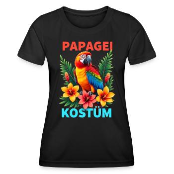 Papagei Kostüm tropisch Vogel bunt Karneval - Frauen Funktions-T-Shirt - Schwarz - Vorne - AI Model Female 172 light (172cm)