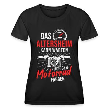 Motorrad Rentner Altersheim Biker Opa Chopper - Frauen Funktions-T-Shirt - Schwarz - Vorne - AI Model Female 172 light (172cm)