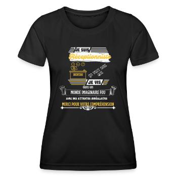 Je suis réceptionniste | Humour réceptionnistes - T-shirt sport Femme - noir - Devant - AI Model Female 172 light (172cm)