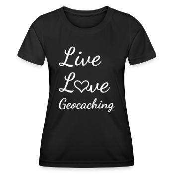 Geocacher Live Love Geocaching - Women's Functional T-Shirt - black - Front - AI Model Female 172 light (172cm)
