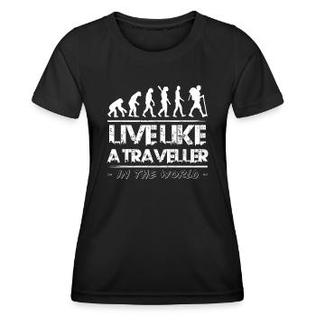 Vivez comme un voyageur - T-shirt sport Femme - noir - Devant - AI Model Female 172 light (172cm)
