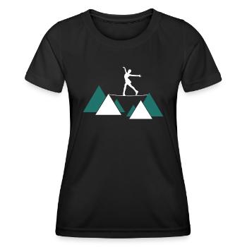 slackline slacken rope acrobat rope artist balance - Women's Functional T-Shirt - black - Front - AI Model Female 172 light (172cm)