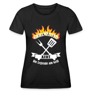 Grillmeister Kurt lustiger Spruch Vorname - Frauen Funktions-T-Shirt - Schwarz - Vorne - AI Model Female 172 light (172cm)