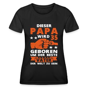 35 Geburtstag Vater Papa 35 Jahre Spruch - Frauen Funktions-T-Shirt - Schwarz - Vorne - AI Model Female 172 light (172cm)